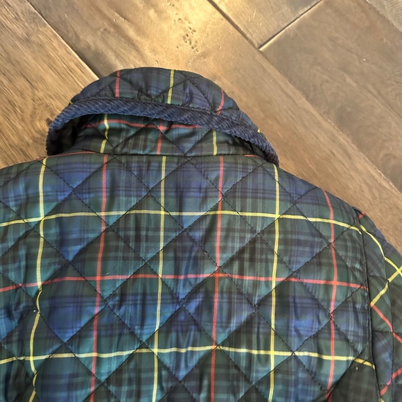 Girl’s Ralph Lauren Green Blue Plaid Quilted Snap Front Puffer Coat - Size 5 EUC - Picture 3 of 7